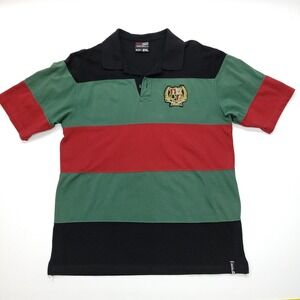 Vintage Southpole Polo Men 2XL Red Black Green Wide Stripe Large Crest Shirt Y2K